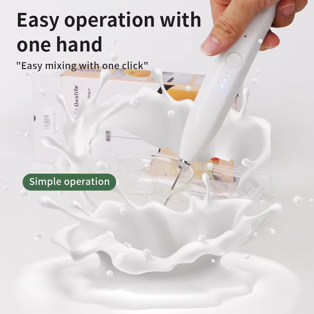 Electric Milk Frother Handheld - Mousseur à lait électrique, ustensiles de